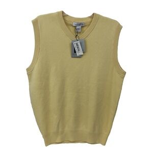 Cypress Links Men's M Yellow Cotton Knit V-Neck Sleeveless Golf Sweater Vest VTG